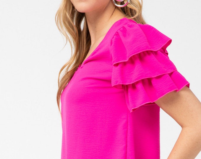 Hot pink ruffle top