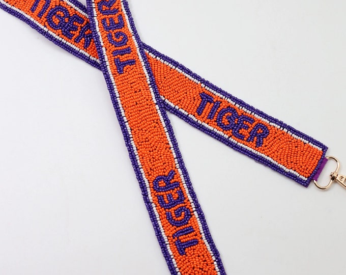 Beaded orange and purple strap