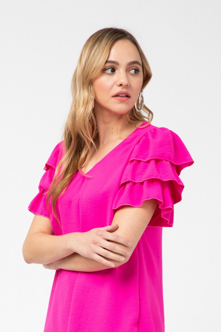 Hot pink ruffle top