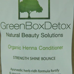 May include: GreenBoxDetox Natural Beauty Solutions Organic Henna Conditioner, Strength Shine Bounce. Ayurvedic herb rich formula fortifies and smooths rough hair cuticles. Eliminates frizz, stops shedding, and shines. Adds moisture and bounce to dry, damaged, thirsty hair. Contains zero artificial ingredients or chemicals, silk protein, B5 enriched formula.
