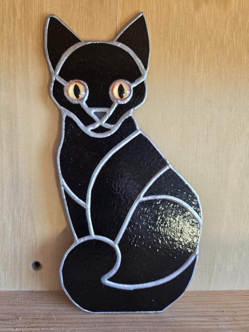Black Cat Stained Glass Pattern: Halloween Decor (digital Download) - Etsy