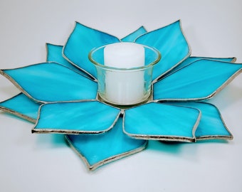 Stained Glass flower candle votive for home decor