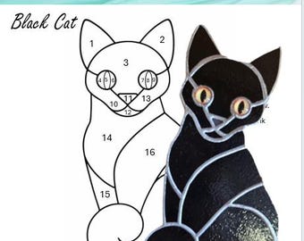 Mönster med svart kattmålning: Halloweendekor (digital nedladdning)