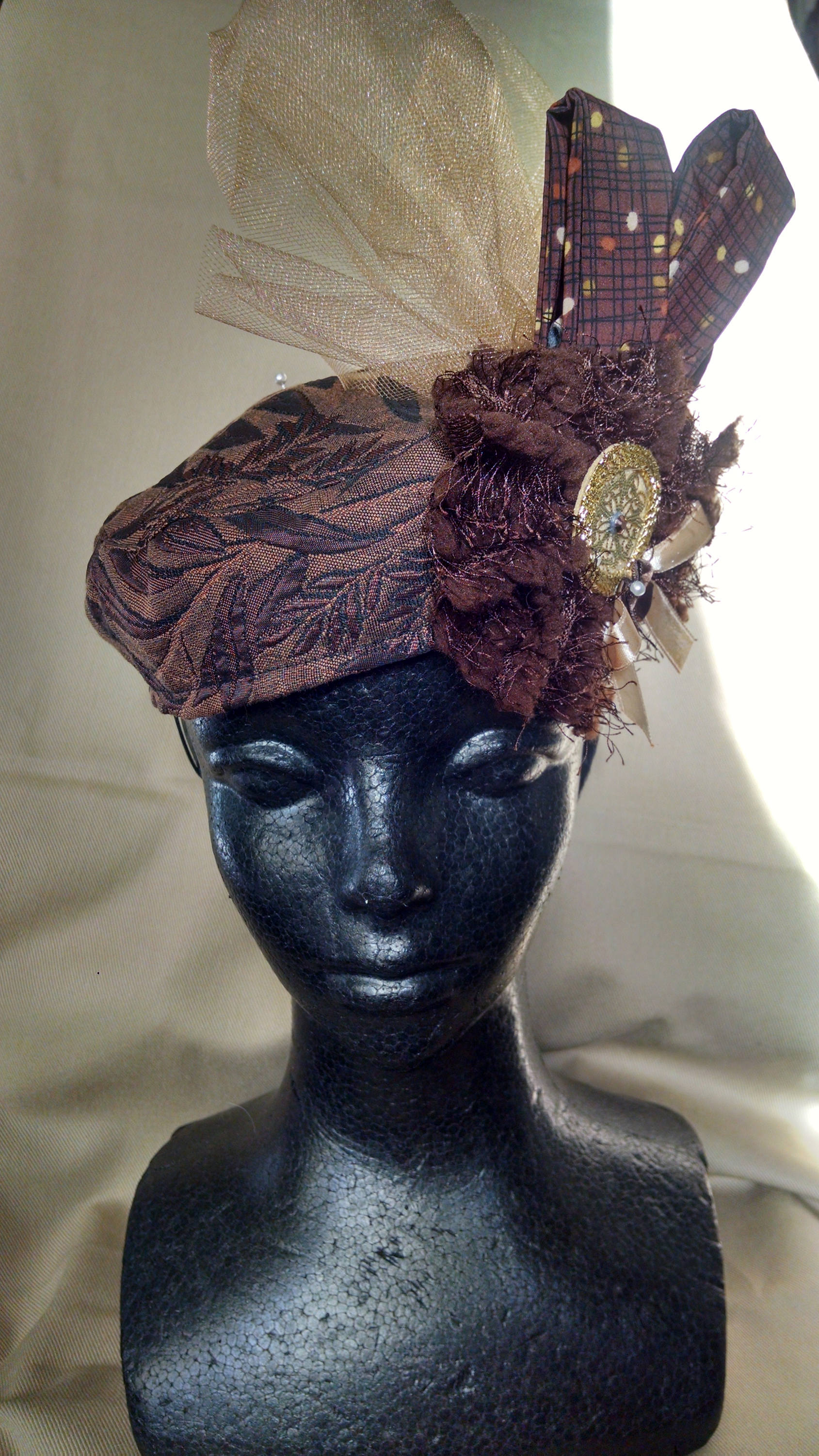 Pillbox hat Fabric pillbox hat Brown pillbox hat Etsy