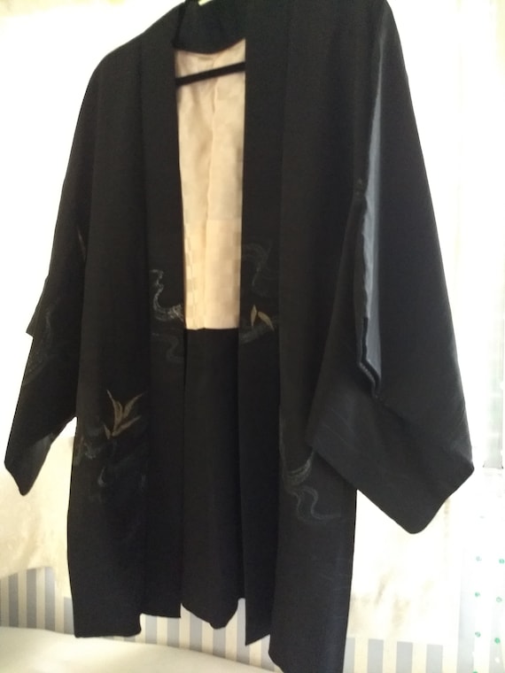 Japanese kimono, Black kimono, Kimono jacket, shor