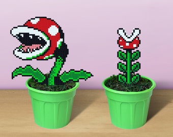 Piranha Plant Figures in Plant Pots, Freestanding, Magnet - Unique Decoration/Gift for Any Mario Fans, Handcrafted Art, Home Display Piece