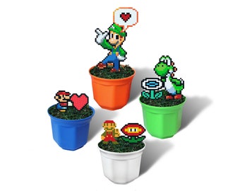 Super Mario Gift for Her, Super Mario Gift for Him, Super Mario Decor, Hama Beads Yoshi, Luigi, Super Mario Flower, Mario Bros Valentine