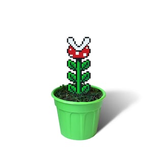 Super Mario Piranha Plant, Pixel Art in Pot, Super Mario Plant, Perler Bead Plant, Figure in Plant Pot, 8 Bit Art Plant, Fake Venus Flytrap Piranha Plant