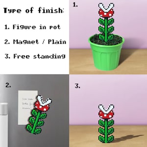 Super Mario Piranha Plant, Pixel Art in Pot, Super Mario Plant, Perler Bead Plant, Figure in Plant Pot, 8 Bit Art Plant, Fake Venus Flytrap image 2