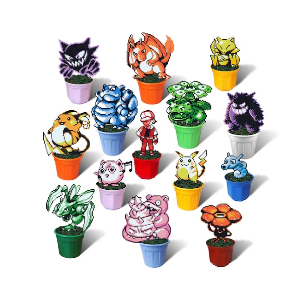 Pokemon Red Decor, 90s Gift, Pokemon Figures, Venusaur, Blastoise, Charizard, Raichu, Slowbro, Abra, Pikachu, Horsea, Pokemon Retro Sprites