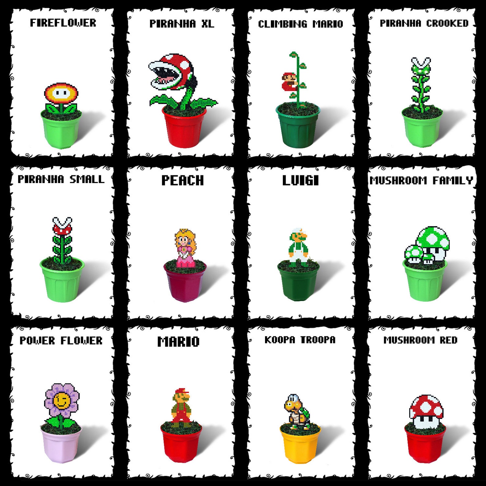 Super Mario Bros Figures Piranha Plant Mushroom Classic | Etsy