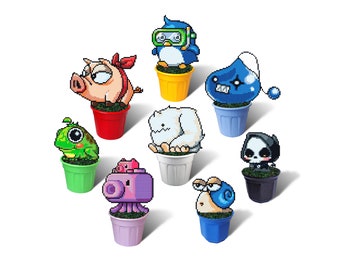 Maplestory Figures, Blue Slime, Blue Snail, Ribbon Pig, Yeti, Bloctopus, Jr Reaper, Frog, Maplestory Mobs, Maplestory Monsters, Unique Gift