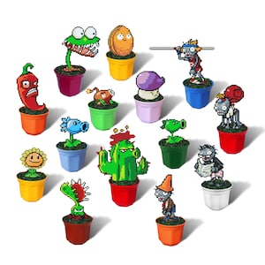 Plants vs Zombies Figure, PVZ Hama Beads, Cactus, Coconut Cannon, Ice Peashooter, Repeater, Walnut, Zombie Figurine, Jalapeno, Venus Flytrap