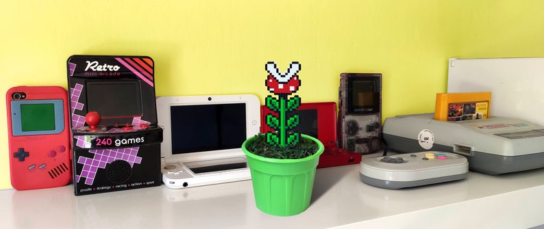 Super Mario Piranha Plant, Pixel Art in Pot, Super Mario Plant, Perler Bead Plant, Figure in Plant Pot, 8 Bit Art Plant, Fake Venus Flytrap image 4