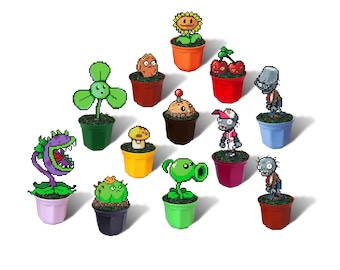 Plants vs Zombies Figures, Peashooter, Cactus, Potato Mine, Walnut, Clover, Blover, Chomper, Mushroom, Cherry, Sunflower, Zombie Figurine