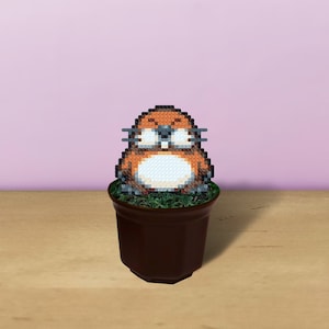 Monty Mole Figure in Plant Pot, Free-Standing Figurine or Magnet! Handcrafted Collectible, Perfect Gift for Mario Enthusiasts, Cute Rodent