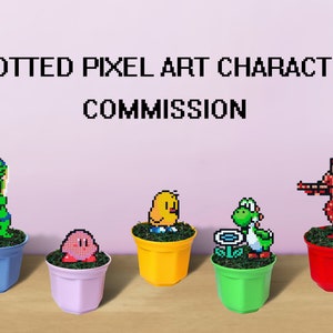 Pixel Art Figurine Commission, FREE PREVIEW, Figure From Game, Custom Hama Beads, Figure in Pot, Gift for Nerd Girl, Character From Game