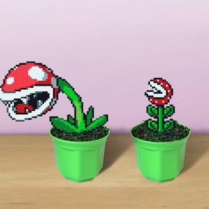 Piranha Plant Big, Super Mario Bros, Gift for Geek, Present for Super Mario Fan, Pixel Plant, Shelf Gamer Decor, Gaming Room Decoration