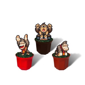 Donkey Kong Figurine in Plant Pot, Gift for DK Fan, Donkey Kong Kart, Donkey Kong Decor, Birthday Party Donkey Kong Decoration, SNES Gamer