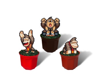 Donkey Kong Figurine in Plant Pot, Gift for DK Fan, Donkey Kong Kart, Donkey Kong Decor, Birthday Party Donkey Kong Decoration, SNES Gamer