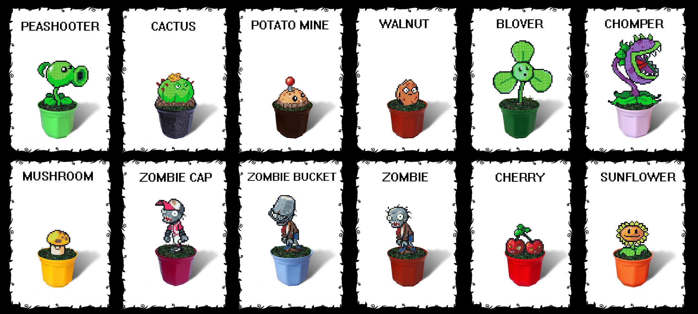 Plants Vs Zombies Figures Peashooter Cactus Potato Mine 