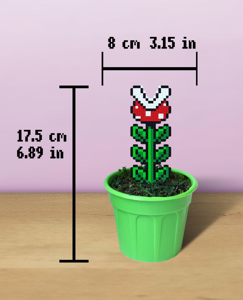 Super Mario Piranha Plant, Pixel Art in Pot, Super Mario Plant, Perler Bead Plant, Figure in Plant Pot, 8 Bit Art Plant, Fake Venus Flytrap image 8
