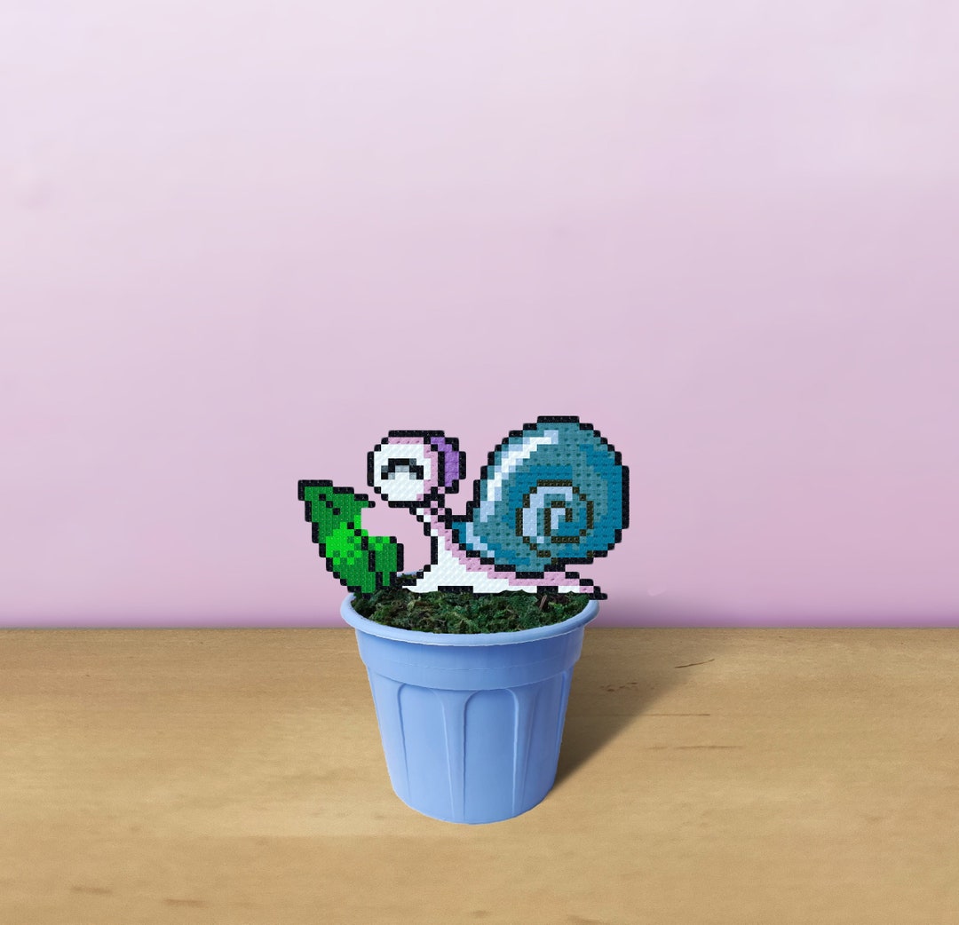 Maplestory Snail in Plant Pot, Maplestory Figure, Blue Snail, Gift for