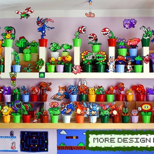 Super Mario Piranha Plant, Pixel Art in Pot, Super Mario Plant, Perler Bead Plant, Figure in Plant Pot, 8 Bit Art Plant, Fake Venus Flytrap image 10