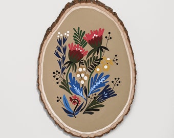 floral painting | wall art | colorful home decor | wood art