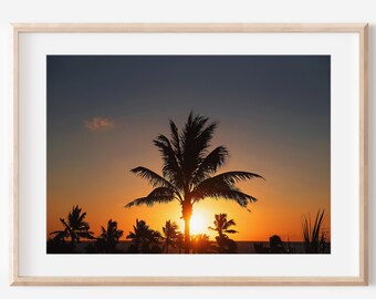 Cancun Art Print, Digital Download, Palm Tree Photography, Mexico Coastal Wall Art, Tropical Sunset, Printable Art
