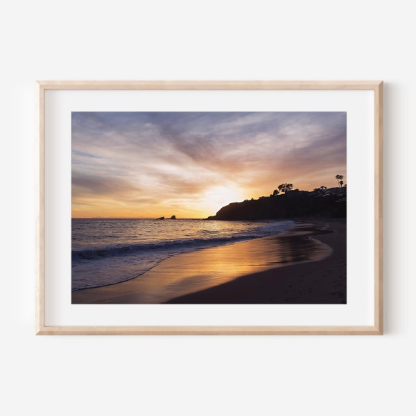 Ocean Sunset Photo, Photography Print, Crescent Bay Beach, Laguna Beach, Ocean Photography, Sunset Print, California Photo, Coastal Art