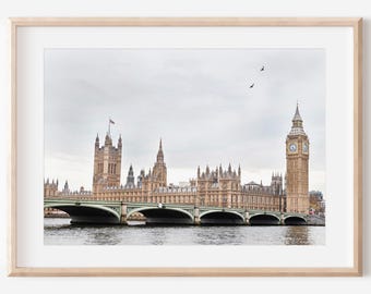 Big Ben Print, Digital Download, Palace of Westminster, London Print, City Wall Decor, Landmark Art, England Art Print, Printable Art