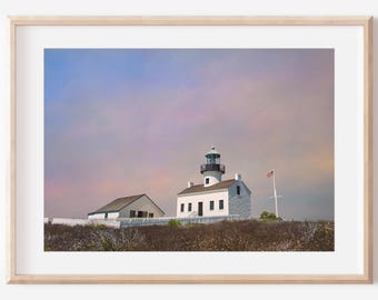Digitale download van een foto van de vuurtoren van Point Loma | Nautische kunst uit San Diego | Kustdecoratie