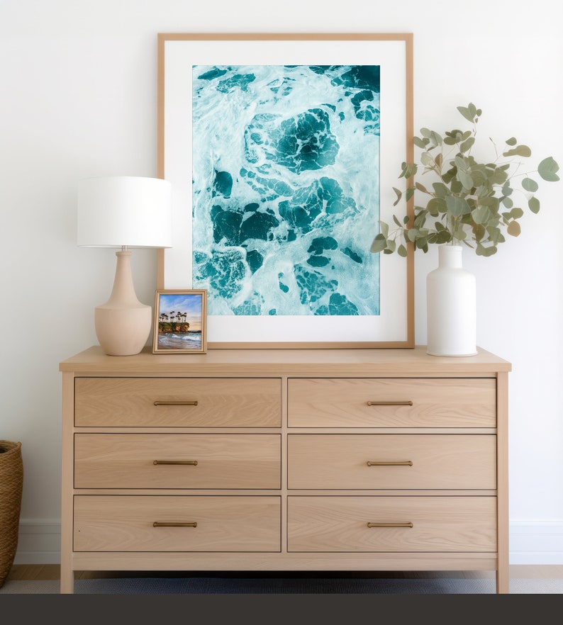Ocean Waves Print, Modern Coastal Wall Art, Ocean Art Print, Home Beach Décor, Beach House Art, Wall Art Bathroom, Travel Gifts, Canvas Art image 2