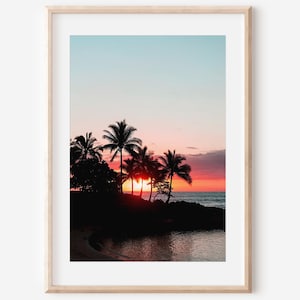 Oahu Hawaii, Digital Download, Sunset Print, Palm Tree Decor, Beach House Decor,  Coastal Decor, Beach Print, Instant Download, Hawaiian Art