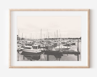 San Diego Photo, Harbor Art, Print or Canvas, Black and White Art, Nautical Print, California Photo, Coastal Print, Boat Photo, Harbor Scene