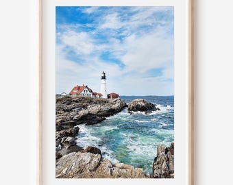 Portland Head Lighthouse, Digital Download, Maine Photography, Lighthouse Wall Art, Ocean Printable, Coastal Wall Decor, Nautical Print