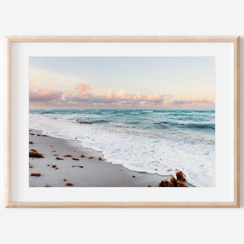 South Beach Miami Print, Digital Download, Sunset Beach Photo, Florida Beach Photo, Beach Decor, Sunset Sky, Coastal Art, Ocean Photography image 1