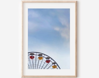 Ferris Wheel Photography Print, Santa Monica Pier California Art, Los Angeles Print, Carnival Photography, Amusement Park Photo, Canvas Art