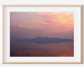 Sunset Mountain Wall Art Digital Download | Great Salt Lake Utah Landscape Photography | Mountain Artwork
