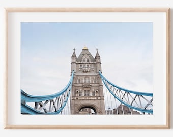 London Tower Bridge Print, Digital Download, London Printable Wall Art, London Landmarks, City Prints, London Architecture, England Print