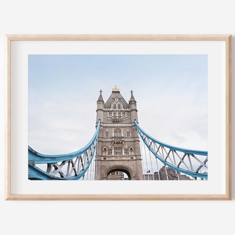 London Tower Bridge Print, Digital Download, London Printable Wall Art, London Landmarks, City Prints, London Architecture, England Print image 1