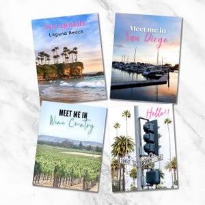 California Postcard Set, Cute Postcards, Travel Souvenir, Laguna Beach, San Diego, Wine Country, Los Angeles Post Cards, State Postcard
