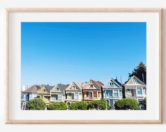 Lámina digital Painted Ladies / Fotografía de lugares emblemáticos de San Francisco / Arte mural de casas victorianas