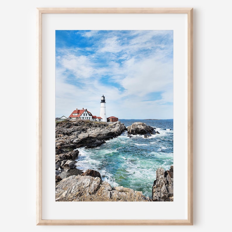 Portland Head Lighthouse Print, Portland Maine Photography, Framed Print, Lighthouse Art, Coastal Art, Nautical Decor, Lighthouse Photo image 1