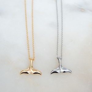 Whale Tail Necklace | Gold or Silver | Stainless Steel Ocean Jewelry | Waterproof