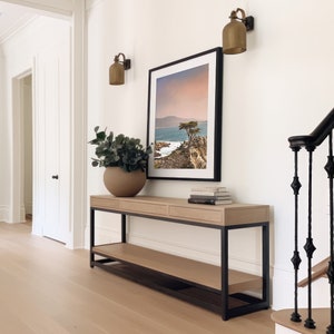Lone Cypress Photography Print in frame hanging in entry way