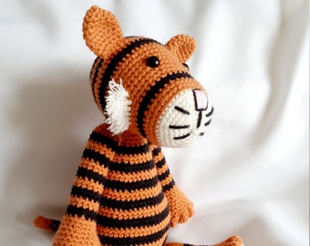 Handmade Crochet Tiger Soft Toy - Stuffed Toy, Cuddly Toy. Ideal Baby Gift or Birthday Gift.