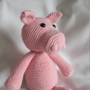 Handmade Crochet Pig Soft Toy - Stuffed Toy, Cuddly Toy. Ideal Baby Gift or Birthday Gift.