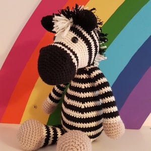 Handmade Crochet Zebra Soft Toy - Stuffed Toy, Cuddly Toy. Ideal Baby Gift or Birthday Gift.